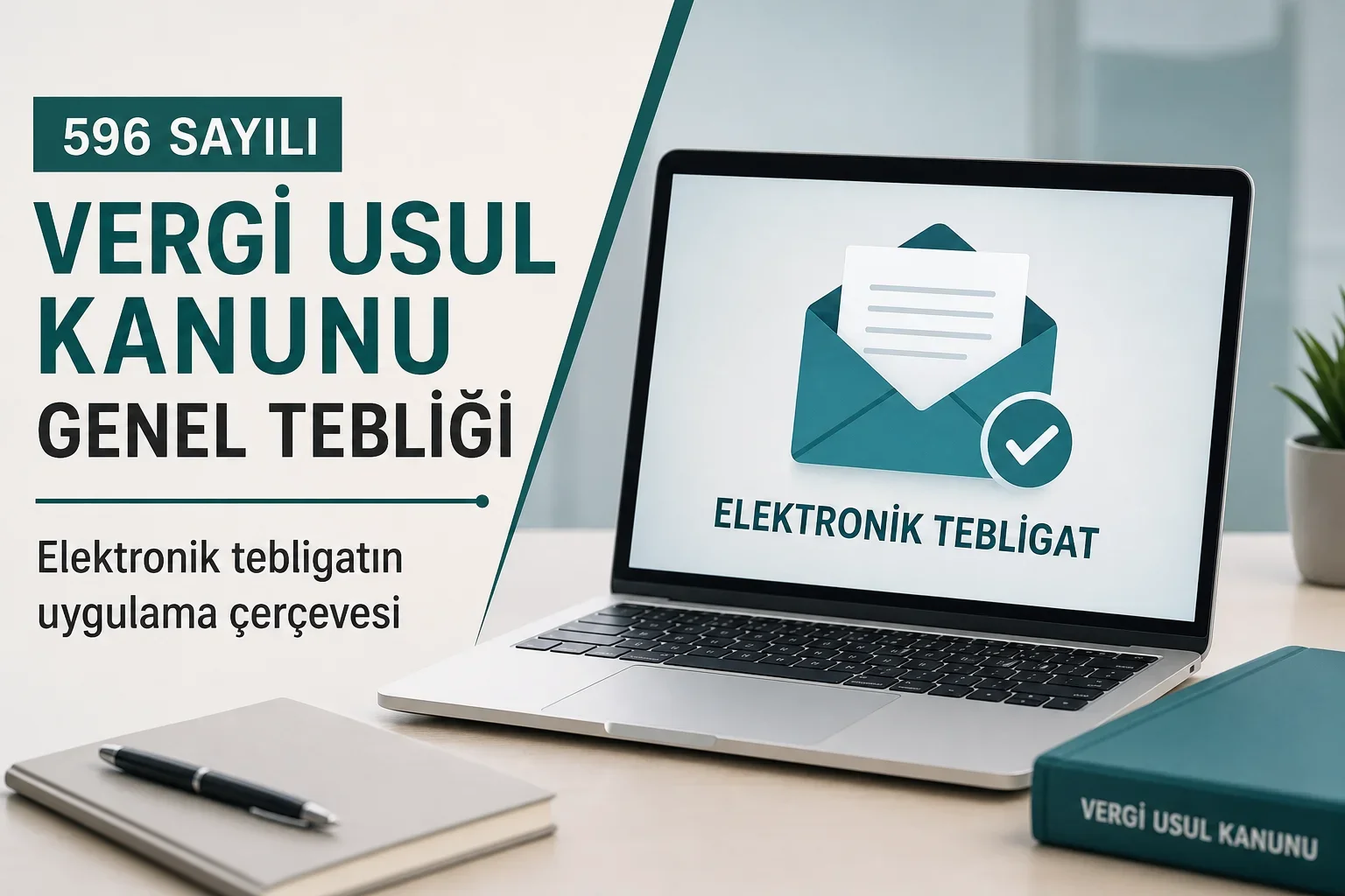 596 sıra numaralı Tebliğin amacı, kanuni dayanağı ve elektronik tebligat tanımlarını özetleyen bilgi grafiği